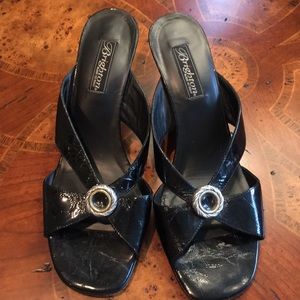 Brighton Black Sandals with Silver Accent